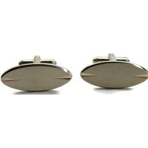 Hickok Oval Silver Tone Cufflinks Tux Shirt Dress Suit Vintage